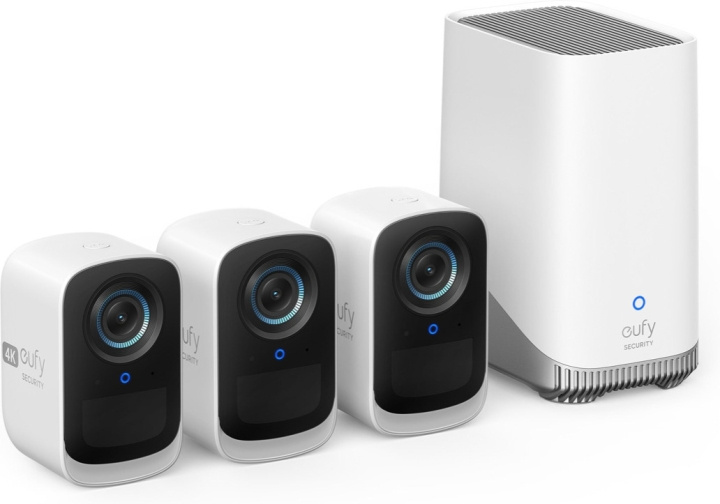 Anker eufyCam 3C overvåkingssystem med tre kameraer, 4K-oppløsning i gruppen HJEM, HUS OG HAGE / Alarm, Sikkerhet og overvåking / Overvåkingskameraer / Digitalt (nettverk) / Utendørs kameraer hos TP E-commerce Nordic AB (C61632)