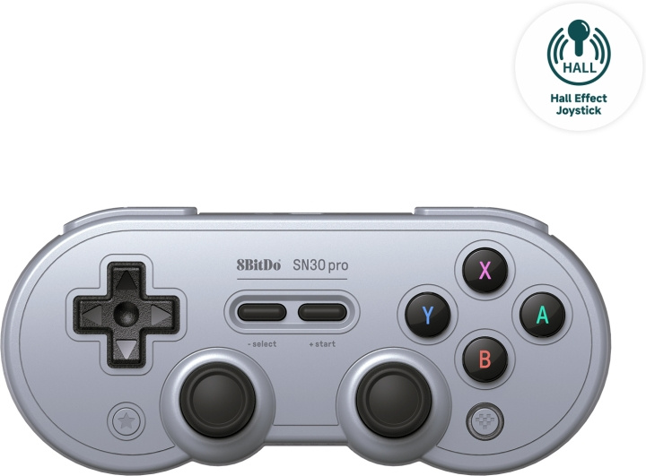 8BitDo SN30 Pro - Hall Edition trådlös spelkontroll, Grå, Switch / PC / Android i gruppen Elektronikk / TV-spill & tilbehør / Nintendo Switch / Tilbehør hos TP E-commerce Nordic AB (C61645)