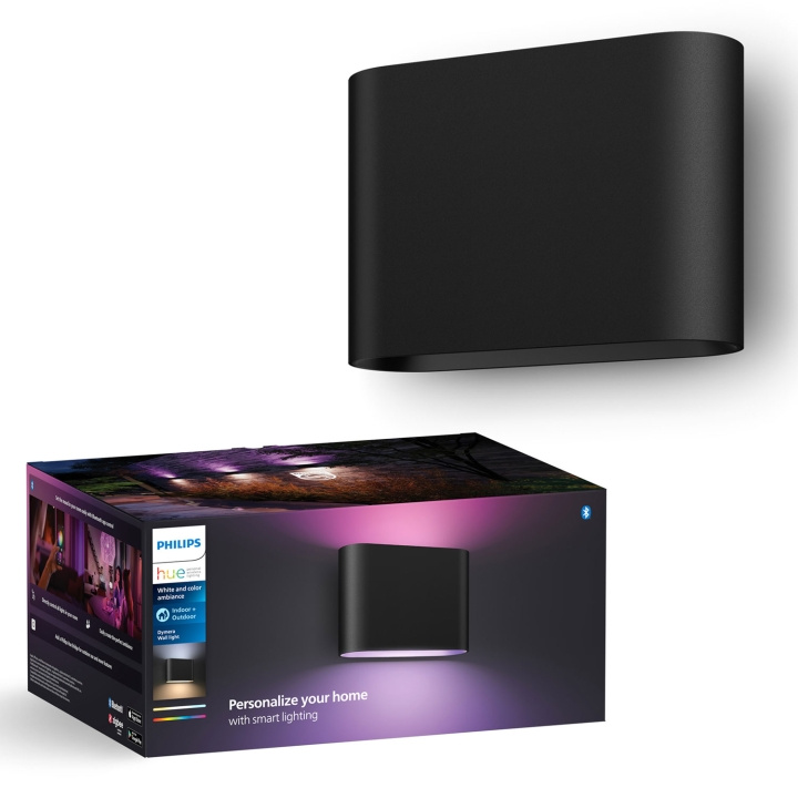 Philips Hue Dymera innendørs- og utendørs vegglampe hvit og fargeambiance svart i gruppen HJEM, HUS OG HAGE / Smarthus / Smart belysning hos TP E-commerce Nordic AB (C61797)