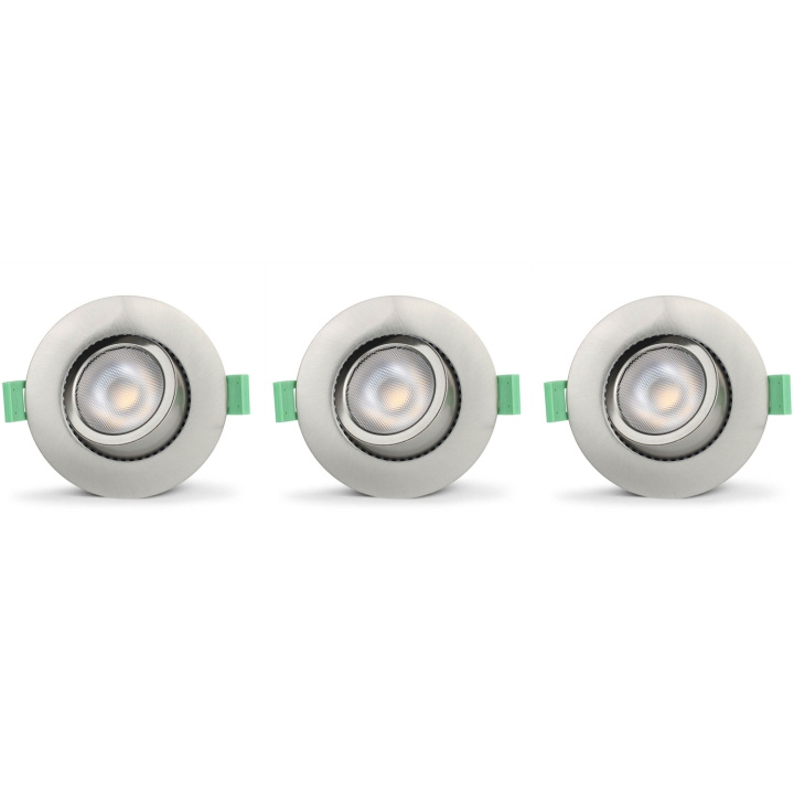 Llitt Ellen Infälld downlight Dim-to-Warm 520lm IP65 3-pack Borstad stål i gruppen Elektronikk / Lys / Taklamper hos TP E-commerce Nordic AB (C62141)