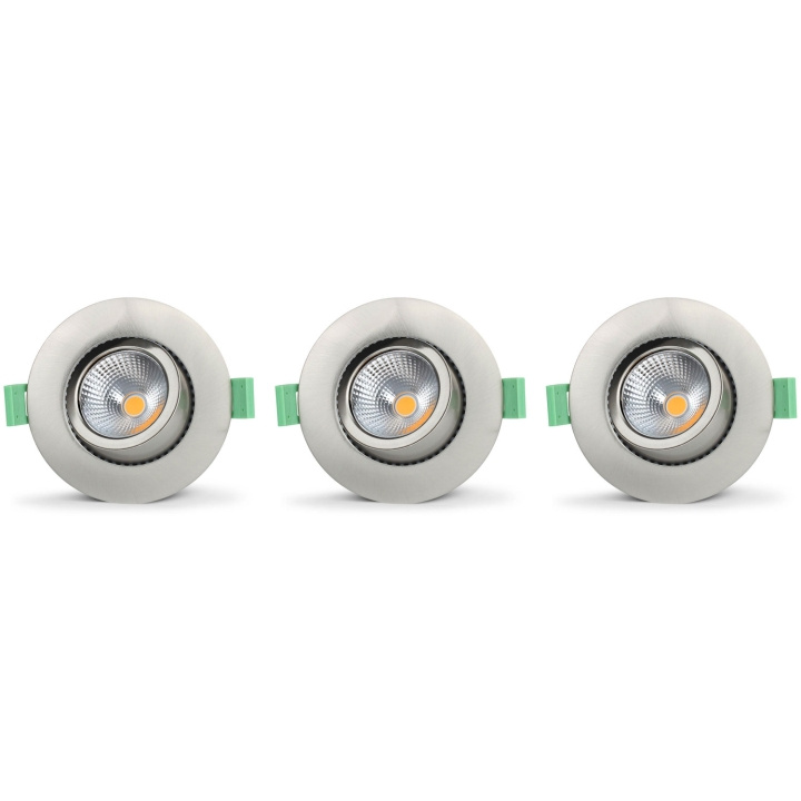 Llitt Lisa Dimbar Infälld downlight 3000K 600lm IP65 3-pack Borstad stål i gruppen Elektronikk / Lys / Taklamper hos TP E-commerce Nordic AB (C62145)