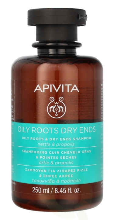 Apivita Oily Roots & Dry Ends Shampoo 250 ml Nettle & Propolis i gruppen HELSE OG SKJØNNHET / Hår & styling / Hårpleie / Sjampo hos TP E-commerce Nordic AB (C62431)