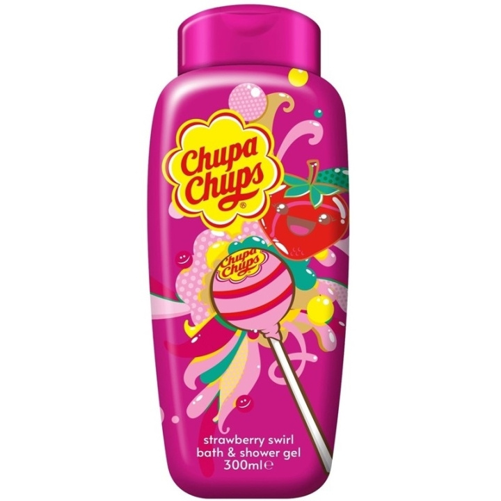 Chupa Chups Bath & Body Wash Strawberry Swirl 300ml i gruppen HELSE OG SKJØNNHET / Hudpleie / Kroppspleie / Bad- og dusjkrem hos TP E-commerce Nordic AB (C62487)