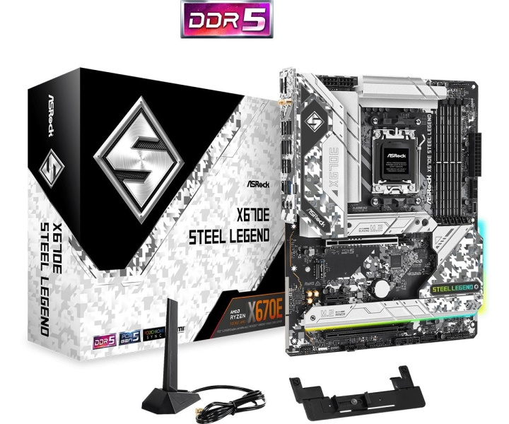 ASRock X670E Steel Legend ATX AM5 AMD X670 i gruppen Datautstyr / PC-Komponenter / Hovedkort hos TP E-commerce Nordic AB (C62504)