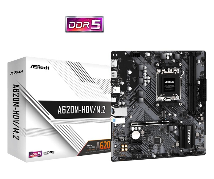 ASRock A620M-HDV/M.2 Micro-ATX AM5 AMD A620 i gruppen Datautstyr / PC-Komponenter / Hovedkort hos TP E-commerce Nordic AB (C62554)
