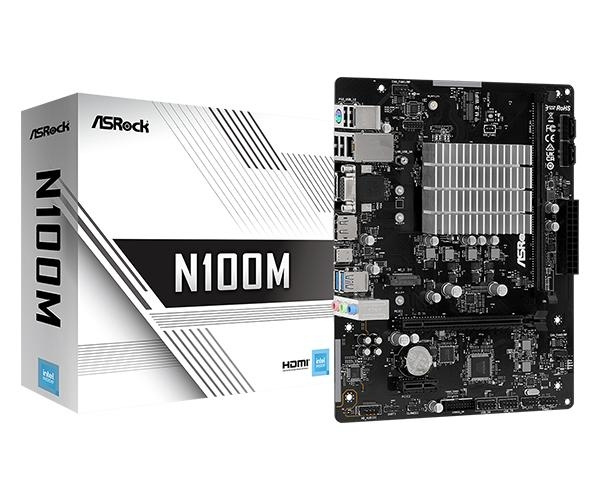 ASRock N100M Intel Q-Core - Retail i gruppen Datautstyr / PC-Komponenter / Hovedkort hos TP E-commerce Nordic AB (C62559)