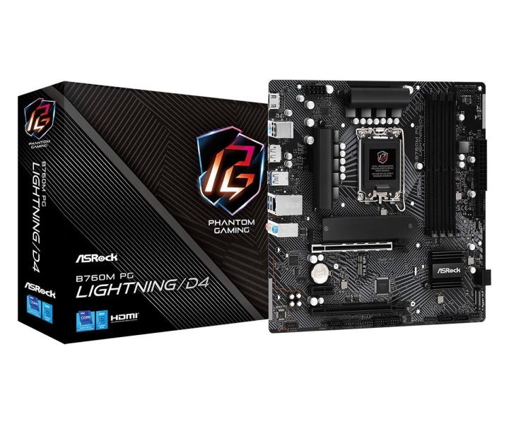 ASRock B760M PG LIGHTNING/D4 Micro-ATX LGA1700 Intel B760 i gruppen Datautstyr / PC-Komponenter / Hovedkort hos TP E-commerce Nordic AB (C62563)