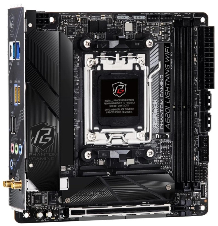 ASRock Phantom Gaming A620I Lightning WiFi Micro-ATX Socket AM5 AMD A620 i gruppen Datautstyr / PC-Komponenter / Hovedkort hos TP E-commerce Nordic AB (C62582)