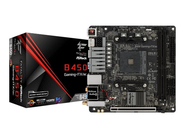 ASRock Fatal1ty B450 Gaming-ITX/ac Mini ITX AM4 AMD B450 i gruppen Datautstyr / PC-Komponenter / Hovedkort hos TP E-commerce Nordic AB (C62602)