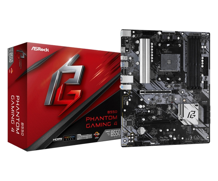 ASRock B550 Phantom Gaming 4 ATX AM4 AMD B550 i gruppen Datautstyr / PC-Komponenter / Hovedkort hos TP E-commerce Nordic AB (C62627)