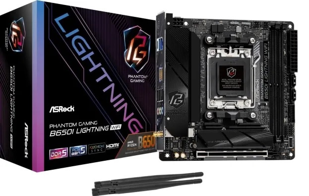 ASRock B650I LIGHTNING WIFI - Moderkort - Socket AM5 - USB 3.2 Gen 1 - inbyggd grafik (CPU krävs) i gruppen Datautstyr / PC-Komponenter / Hovedkort hos TP E-commerce Nordic AB (C62708)