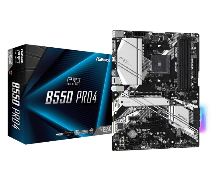 ASRock B550 Pro4 ATX AM4 AMD B550 i gruppen Datautstyr / PC-Komponenter / Hovedkort hos TP E-commerce Nordic AB (C62734)