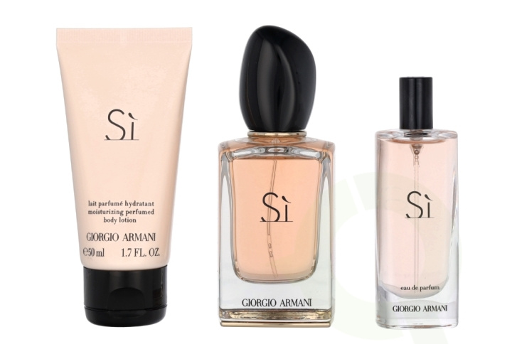 Armani Si Giftset 115 ml Edp Spray 50ml/Edp Travel Spray 15ml/Body Lotion 50ml i gruppen HELSE OG SKJØNNHET / Gavesett / Gavesett for henne hos TP E-commerce Nordic AB (C62985)
