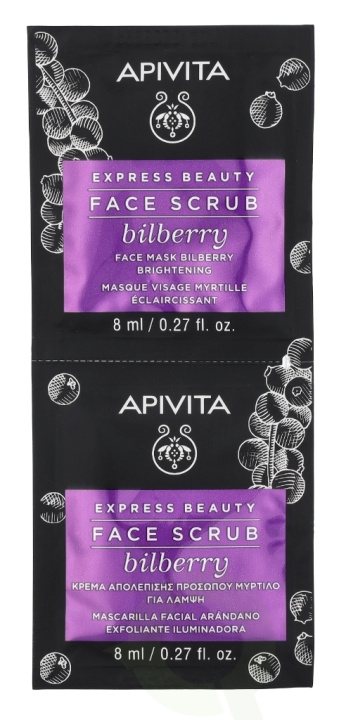 Apivita Express Beauty Face Scrub Set 16 ml 2x8ml - Bilberry i gruppen HELSE OG SKJØNNHET / Hudpleie / Ansikt / Rengjøring hos TP E-commerce Nordic AB (C63430)