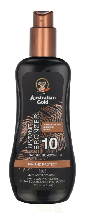 Australian Gold Spray Gel With Instant Bronzer Solkrem SPF10 237 ml i gruppen HELSE OG SKJØNNHET / Hudpleie / Soling / Solkrem hos TP E-commerce Nordic AB (C64349)