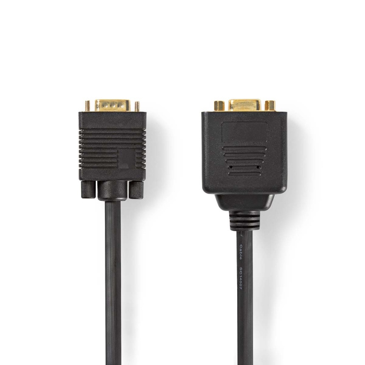 Nedis VGA-kabel | VGA Han | 2x VGA Hun | Gull belagt | Maksimum oppløsning: 1280x768 | 0.20 m | Rund | ABS | Sort | Plastpose i gruppen Datautstyr / Kabler og adaptere / VGA / Kabler hos TP E-commerce Nordic AB (C64416)