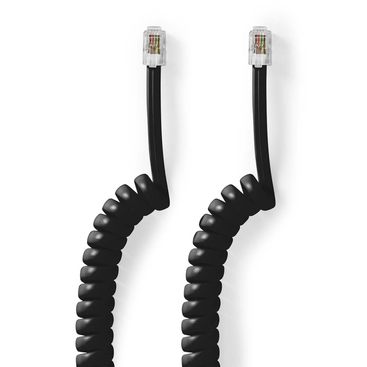 Nedis Telecom Cable | RJ10 Han | RJ10 Han | 5.00 m | Kabelutforming: Opprullet | Kabeltype: RJ10 | Sort | Boks i gruppen Elektronikk / Lyd & Bilde / Fast telefoni / Bord- og veggtelefoner hos TP E-commerce Nordic AB (C64422)