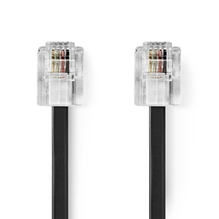 Nedis Telecom Cable | RJ11 Han | RJ11 Han | 2.00 m | Kabelutforming: Flatt | Plettering: Gull belagt | Kabeltype: RJ11 | Sort i gruppen Elektronikk / Lyd & Bilde / Fast telefoni / Bord- og veggtelefoner hos TP E-commerce Nordic AB (C64425)