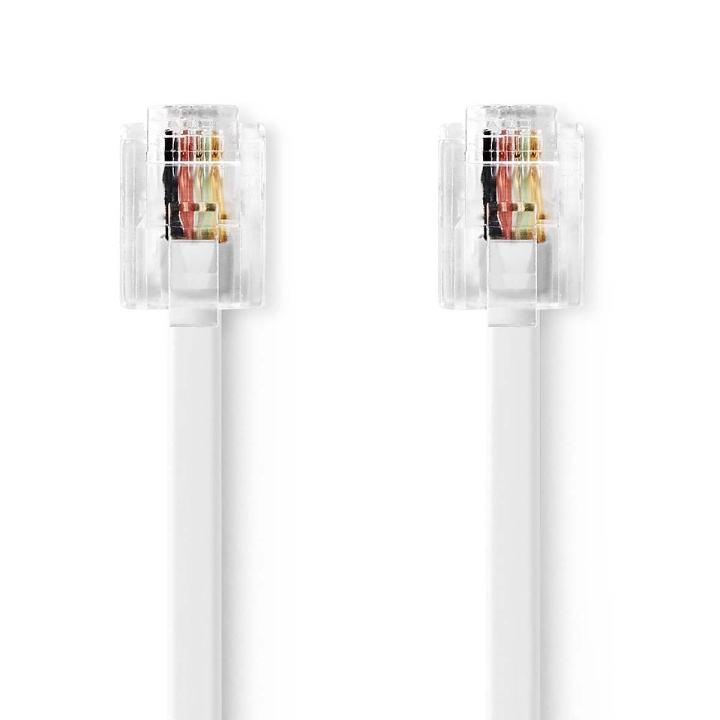 Nedis Telecom Cable | RJ11 Han | RJ11 Han | 2.00 m | Kabelutforming: Flatt | Gull belagt | Kabeltype: RJ11 | Hvit | Label i gruppen Elektronikk / Lyd & Bilde / Fast telefoni / Bord- og veggtelefoner hos TP E-commerce Nordic AB (C64434)