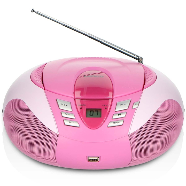 Lenco SCD-37 USB Pink Portable FM Radio CD and USB player Pink i gruppen Elektronikk / Lyd & Bilde / Hjemmekino, HiFi og bærbar / Bærbar musikkspiller hos TP E-commerce Nordic AB (C64491)