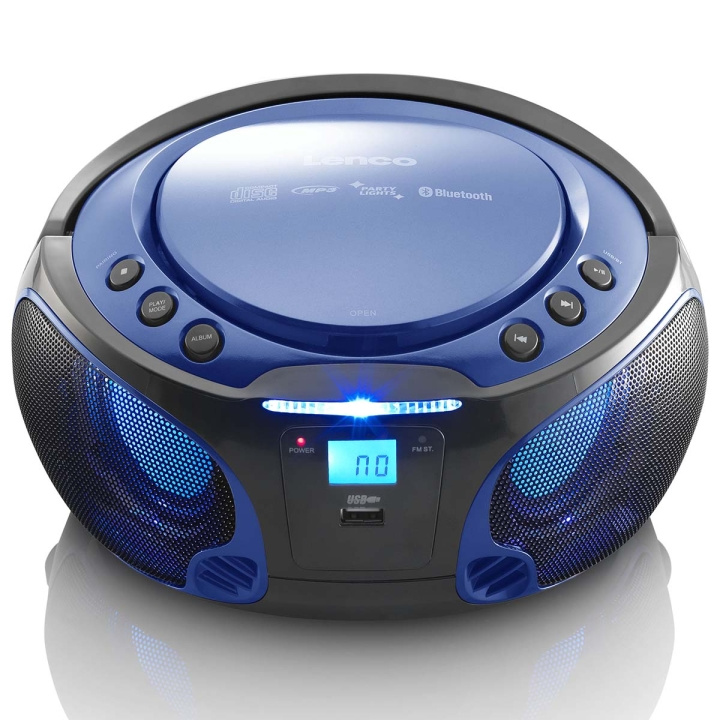 Lenco SCD-550BU Bærbar FM-radio CD/MP3/USB/Bluetooth®-spiller med LED-belysning Blå i gruppen Elektronikk / Lyd & Bilde / Hjemmekino, HiFi og bærbar / Bærbar musikkspiller / CD-Spillere hos TP E-commerce Nordic AB (C64492)