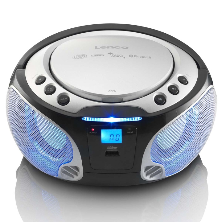 Lenco SCD-550SI bærbar FM-radio CD / MP3 / USB / Bluetooth-spiller® med LED-belysning sølv i gruppen Elektronikk / Lyd & Bilde / Hjemmekino, HiFi og bærbar / Bærbar musikkspiller hos TP E-commerce Nordic AB (C64494)