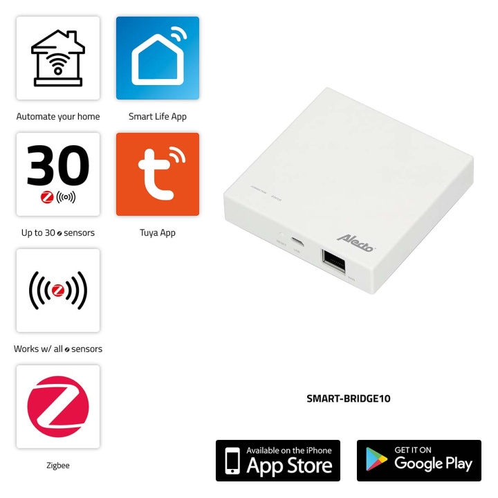 Alecto SMART-BRIDGE10 Tilkoblingspunkt for Zigbee-sensorer til nettverk / internett i gruppen HJEM, HUS OG HAGE / Smarthus / Smarthussystemer hos TP E-commerce Nordic AB (C64496)