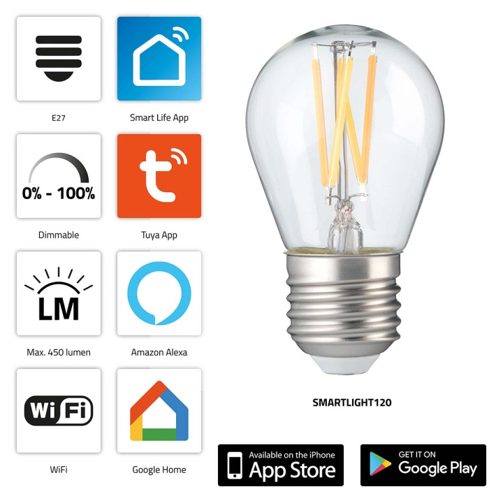 Alecto SMARTLIGHT120 Smart glødetråd LED-lampe med Wi-Fi i gruppen HJEM, HUS OG HAGE / Smarthus / Smart belysning hos TP E-commerce Nordic AB (C64509)