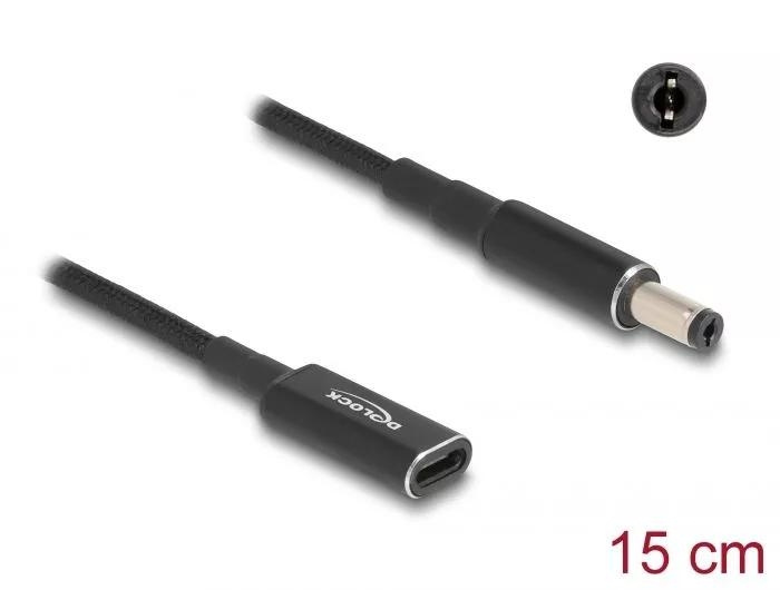 DeLOCK Laptop Charging Cable USB Type-C to 5.5 x 2.1 mm 15 cm i gruppen Datautstyr / Bærbare datamaskiner og tilbehør / Lader / Vegglader / Universal hos TP E-commerce Nordic AB (C64747)