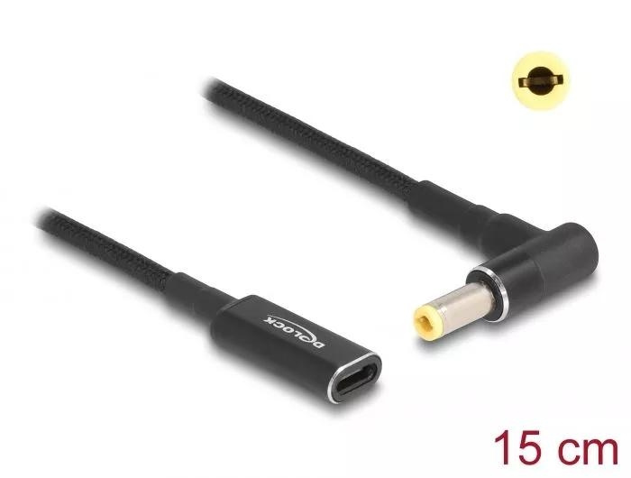 DeLOCK Laptop Charging Cable USB Type-C female to 5.5 x 2.5 mm 15cm i gruppen Datautstyr / Bærbare datamaskiner og tilbehør / Lader / Vegglader / Universal hos TP E-commerce Nordic AB (C64748)