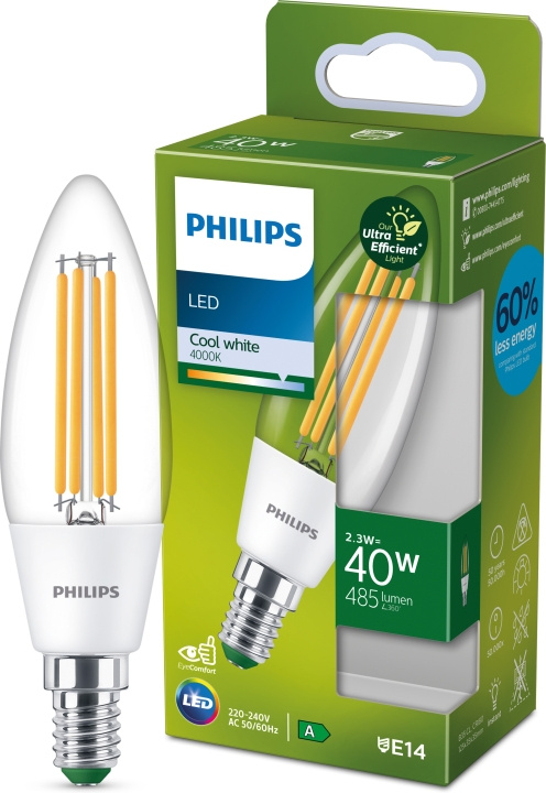 Philips Ultra Efficient LED-ljuslampa, E14, 4000K, 485 lm i gruppen Elektronikk / Lys / LED-lys hos TP E-commerce Nordic AB (C64855)