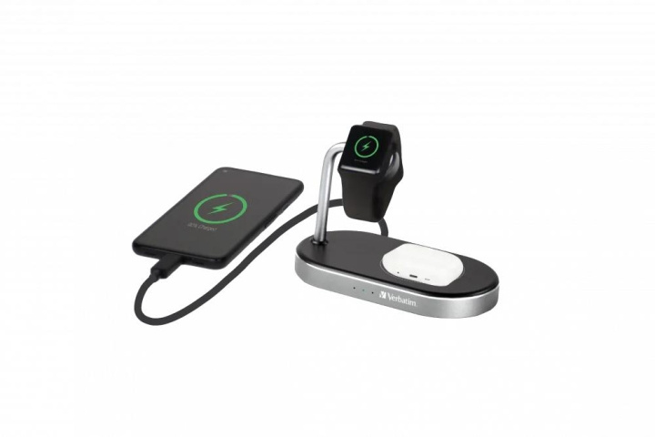 Verbatim WCS-02 Alu 3-in-1 Qi MFi Wireless QC 3.0 Charger