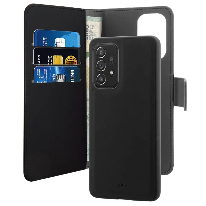 Puro Samsung Galaxy A53 5G Wallet Detachable, black i gruppen SMARTTELEFON & NETTBRETT / Mobilbeskyttelse / Samsung hos TP E-commerce Nordic AB (C65302)