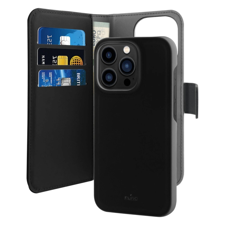Puro iPhone 14 Pro Max Eco-Leather wallet, Black i gruppen SMARTTELEFON & NETTBRETT / Mobilbeskyttelse / Apple / iPhone 14 hos TP E-commerce Nordic AB (C65312)