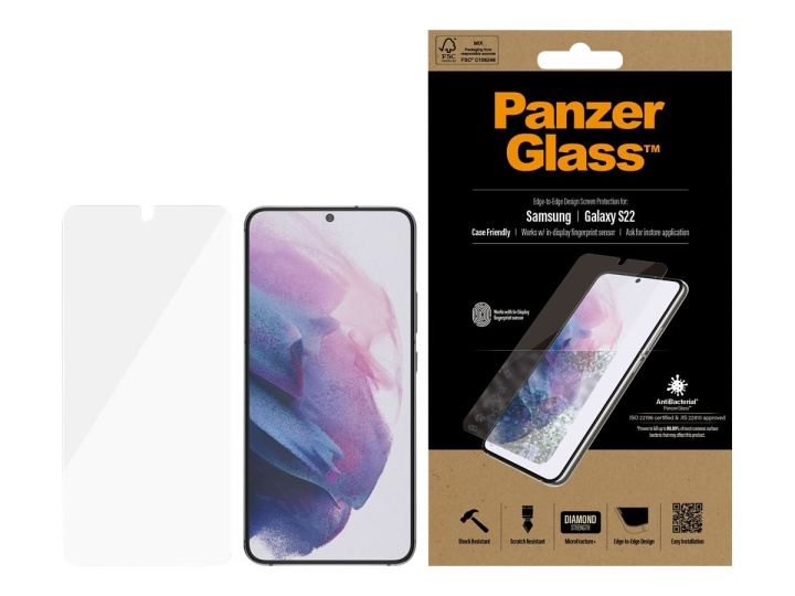 PanzerGlass skjermbeskytter gjennomsiktig Samsung Galaxy S22 i gruppen SMARTTELEFON & NETTBRETT / Mobilbeskyttelse / Samsung hos TP E-commerce Nordic AB (C65887)