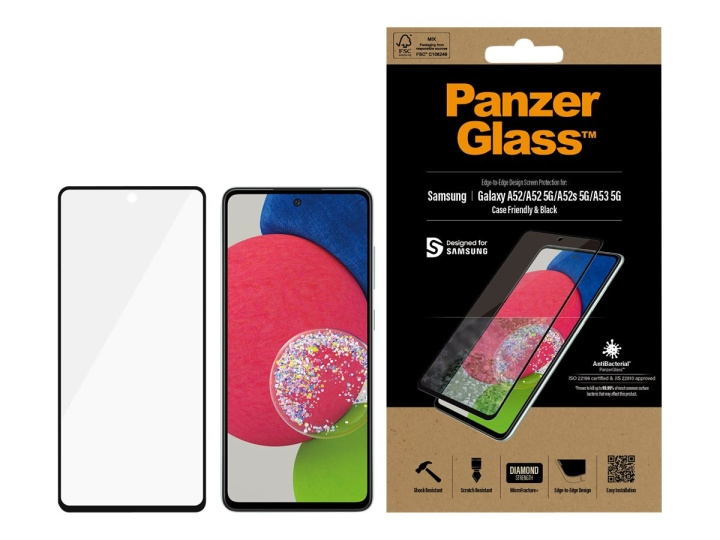 PanzerGlass skjermbeskytter svart gjennomsiktig Samsung Galaxy A52, A52 5G i gruppen SMARTTELEFON & NETTBRETT / Mobilbeskyttelse / Samsung hos TP E-commerce Nordic AB (C65938)
