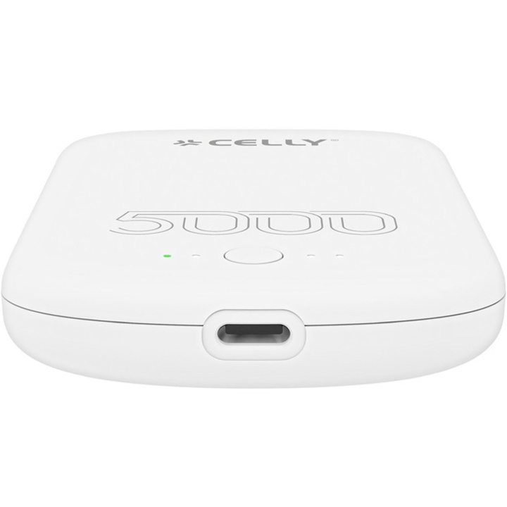 Celly MAGPB5000PRO PowerBank 10W MagSafe trådløs lading 5000 mAh hvit i gruppen SMARTTELEFON & NETTBRETT / Ladere og Kabler / Powerbanks hos TP E-commerce Nordic AB (C65981)