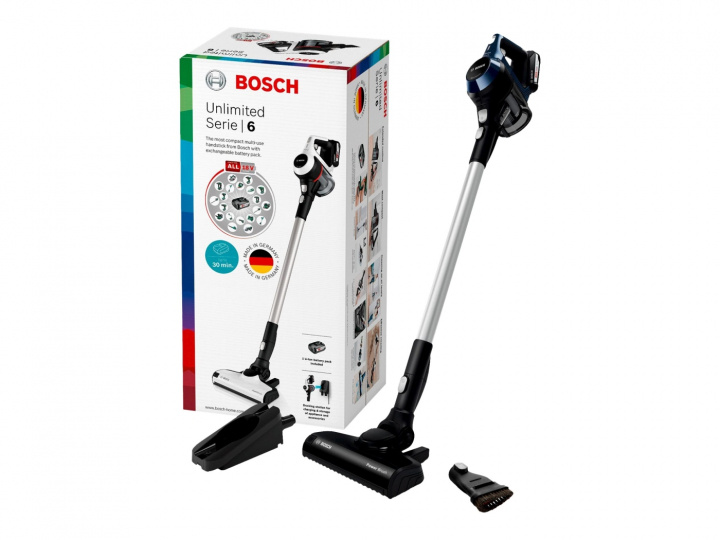 Bosch Unlimited Series | 6 BBS611PCK Støvsuger og håndholdt støvsuger Moonlight Blue i gruppen HJEM, HUS OG HAGE / Rengjøringsprodukter / Støvsugere og tilbehør / Håndstøvsugere hos TP E-commerce Nordic AB (C66587)