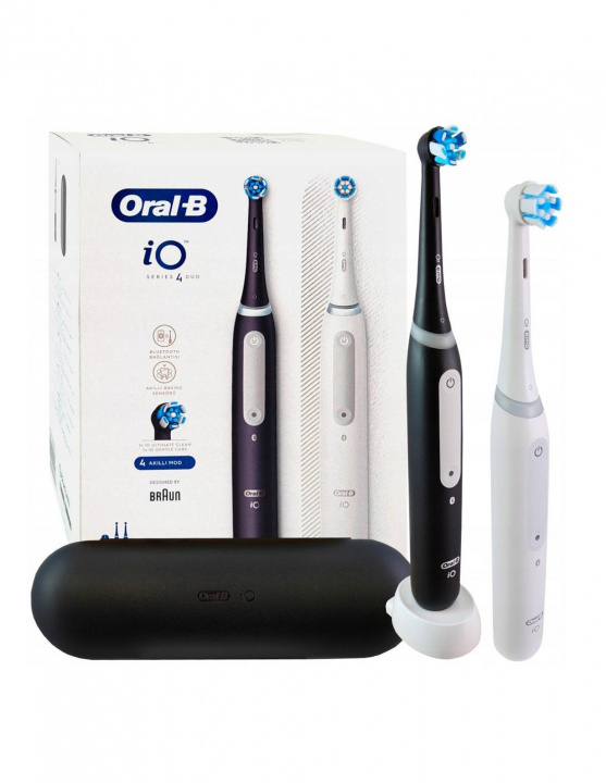 Oral B magnetisk tannbørste iO Series 4 Duo 2 stk. matt svart/halvhvit i gruppen HELSE OG SKJØNNHET / Munnpleie / Elektriske tannbørster hos TP E-commerce Nordic AB (C66951)