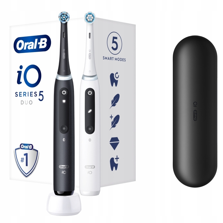 Oral B iO Series 5 Duo Pack Black+White elektrisk tannbørste i gruppen HELSE OG SKJØNNHET / Munnpleie / Elektriske tannbørster hos TP E-commerce Nordic AB (C66952)