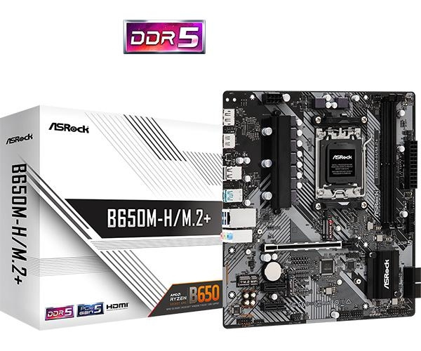 ASROCK B650M-H/M.2+ hovedkort Micro ATX AM5-sokkel DDR5 i gruppen Datautstyr / PC-Komponenter / Hovedkort hos TP E-commerce Nordic AB (C67067)