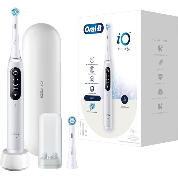 Oral B iO Series 6 Hvit + etui i gruppen HELSE OG SKJØNNHET / Munnpleie / Elektriske tannbørster hos TP E-commerce Nordic AB (C67074)