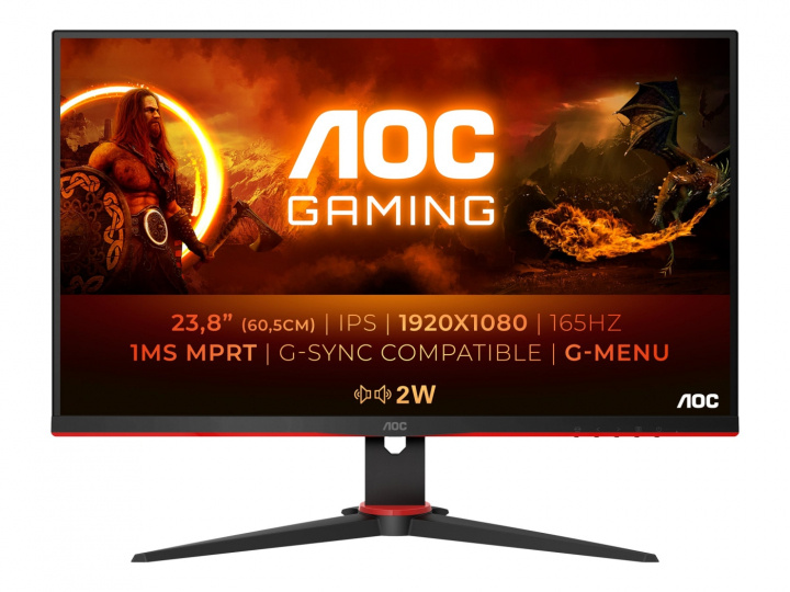 AOC Gaming 24G2SPU/BK 23,8 1920 x 1080 (Full HD) VGA (HD-15) HDMI DisplayPort 165 Hz Pivot-skjerm i gruppen Datautstyr / Dataskjerm / Dataskjermer hos TP E-commerce Nordic AB (C67077)
