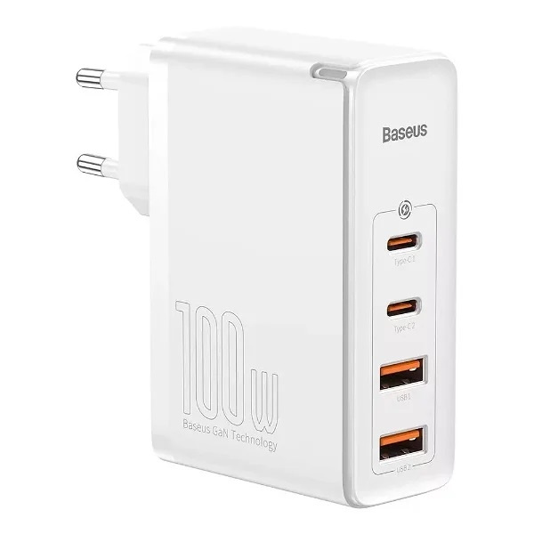 Baseus GaN2 Pro hurtiglader 2xUSB + 2xUSB-C 100W (hvit) i gruppen SMARTTELEFON & NETTBRETT / Ladere og Kabler / Vegglader / Vegglader Type C hos TP E-commerce Nordic AB (C67910)