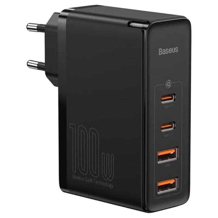 Baseus GaN2 Pro- Hurtiglader 2xUSB + 2xUSB-C 100W (svart) i gruppen SMARTTELEFON & NETTBRETT / Ladere og Kabler / Vegglader / Vegglader Type C hos TP E-commerce Nordic AB (C67970)