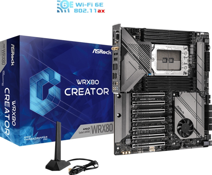 ASRock WRX80 Creator R2.0 E-ATX-hovedkort i gruppen Datautstyr / PC-Komponenter / Hovedkort hos TP E-commerce Nordic AB (C68430)