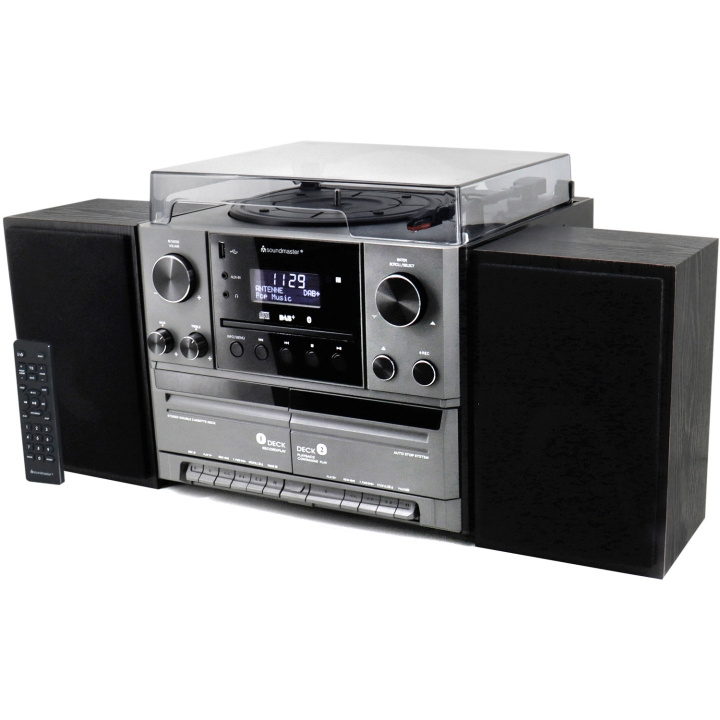 Soundmaster Stereoanlegg MCD5600 med DAB+/FM-radio, CD/MP3, platespiller, dobbel kassett, USB, Bluetooth i gruppen Elektronikk / Lyd & Bilde / Hjemmekino, HiFi og bærbar / Kompakt Stereo & Platespillere hos TP E-commerce Nordic AB (C68784)