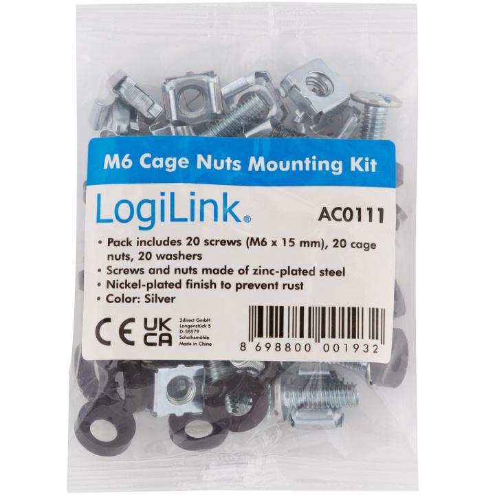 LogiLink Monteringssett M6 for rack/veggskap 20-pakning i gruppen Datautstyr / Datamaskin Tilbehør / Annet hos TP E-commerce Nordic AB (C68800)