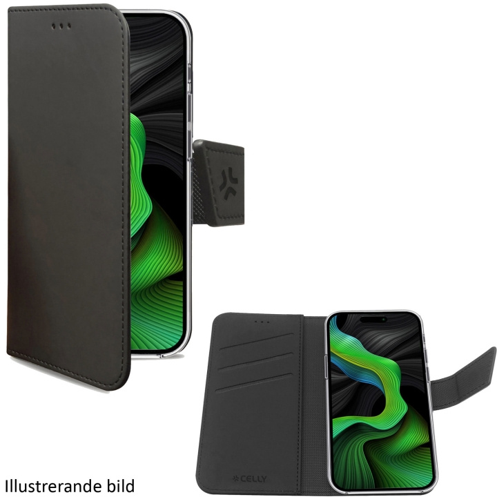 Celly Wally lommebokveske til iPhone 16 Pro Svart i gruppen SMARTTELEFON & NETTBRETT / Mobilbeskyttelse / Apple / iPhone 16 hos TP E-commerce Nordic AB (C68824)