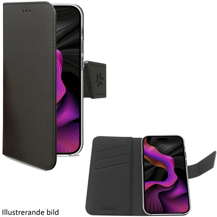 Celly Wally lommebokveske til iPhone 16 Plus svart i gruppen SMARTTELEFON & NETTBRETT / Mobilbeskyttelse / Apple / iPhone 16 hos TP E-commerce Nordic AB (C68825)